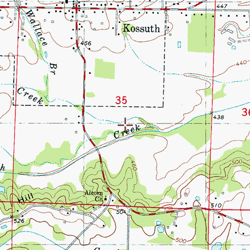 Topographic Map of Mills Creek, MS