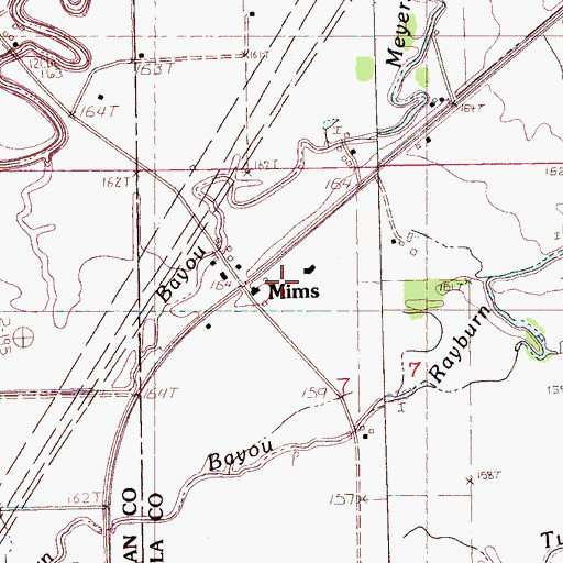 Topographic Map of Mims, MS