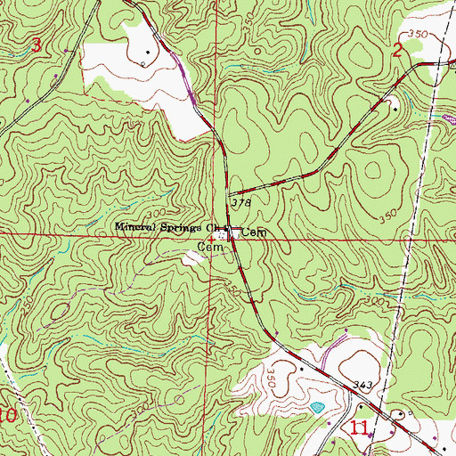 Topographic Map of Mineral Springs Baptist Church, MS