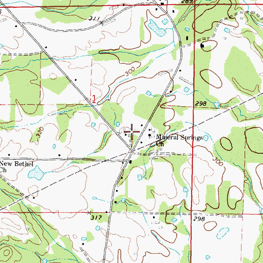 Topographic Map of Mineral Springs Church, MS