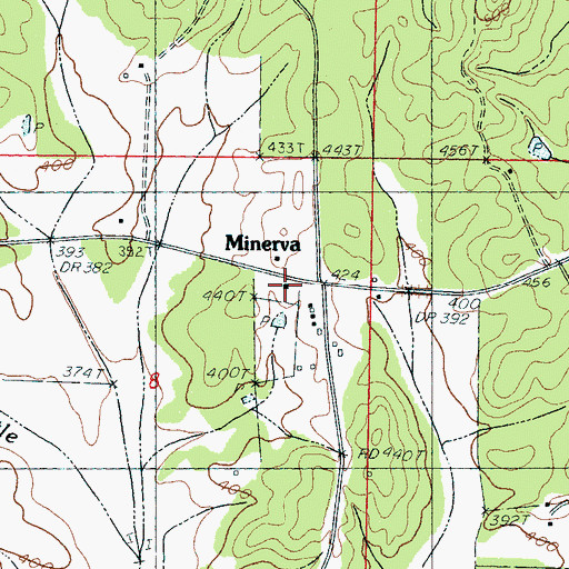 Topographic Map of Minerva, MS