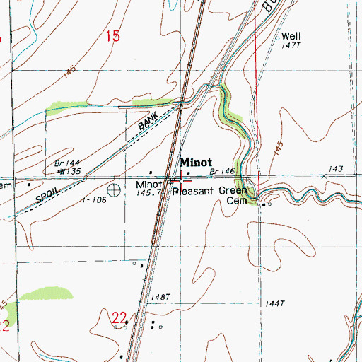 Topographic Map of Minot, MS