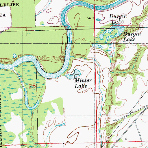 Topographic Map of Minter Lake, MS