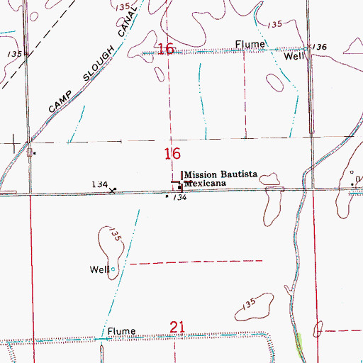 Topographic Map of Mission Bautista Mexicana, MS
