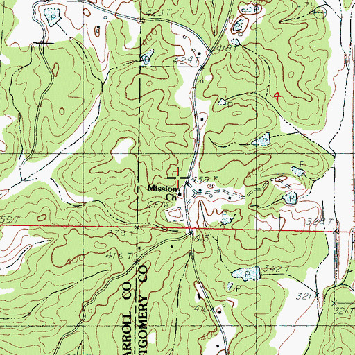 Topographic Map of Mission Cemetery, MS