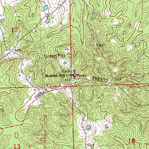 Topographic Map of Mission Hill Church, MS