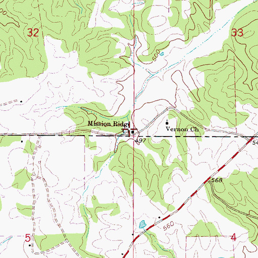 Topographic Map of Mission Ridge Church, MS