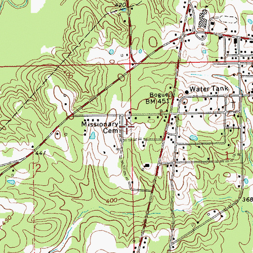 Topographic Map of Missionary Cemetery, MS