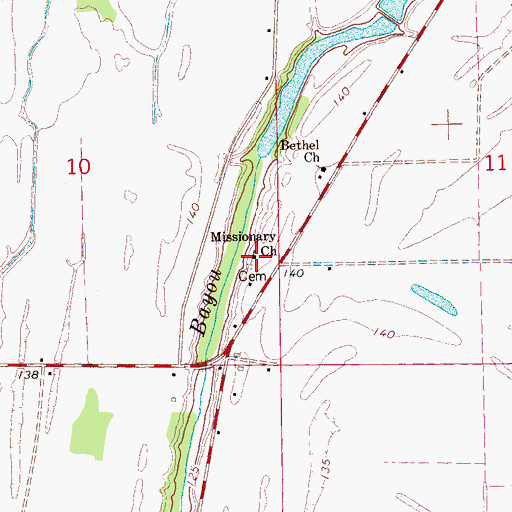 Topographic Map of Missionary Church, MS