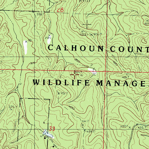 Topographic Map of Calhoun County State Wildlife Management Area, MS
