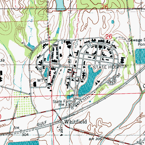 Topographic Map of Mississippi State Hospital, MS