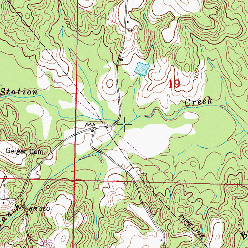 Topographic Map of Mitchell Branch, MS