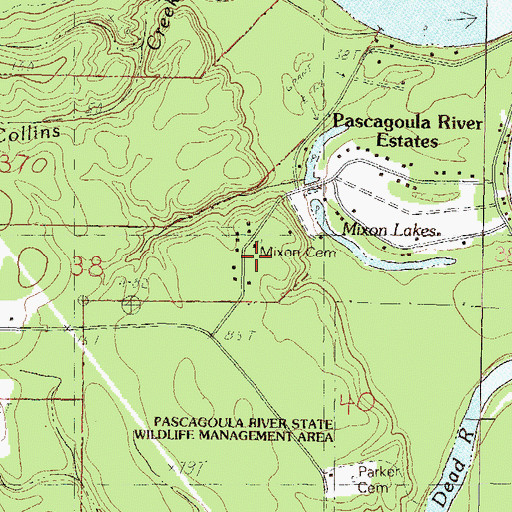 Topographic Map of Mixon Cemetery, MS