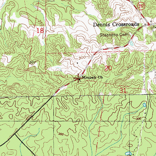 Topographic Map of Mizpah Church, MS