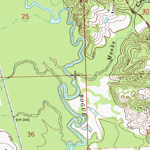 Topographic Map of Moaks Creek, MS
