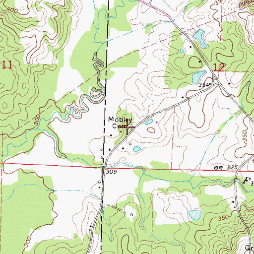 Topographic Map of Mobley Cemetery, MS