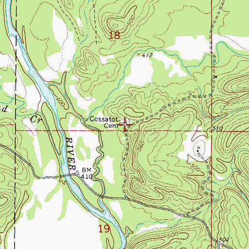 Topographic Map of Cossatot Church (historical), AR