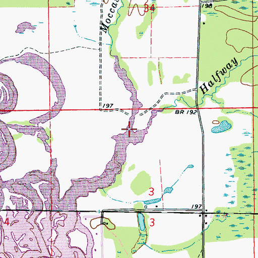 Topographic Map of Moccasin Creek, MS