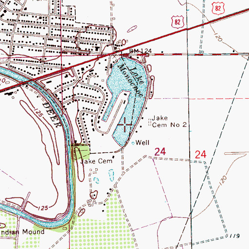 Topographic Map of Lake Monocnoc, MS