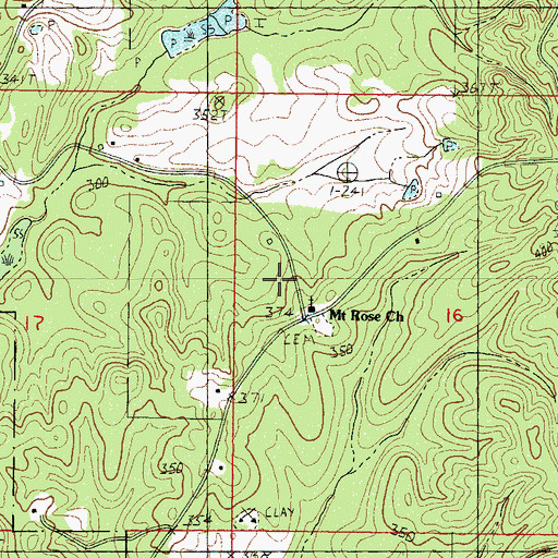 Topographic Map of Mount Rose Church, MS