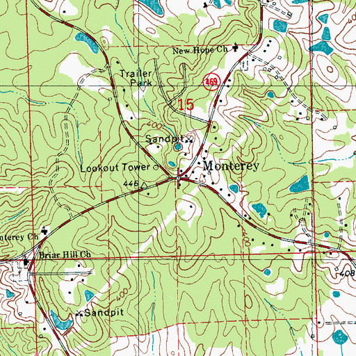 Topographic Map of Monterey, MS