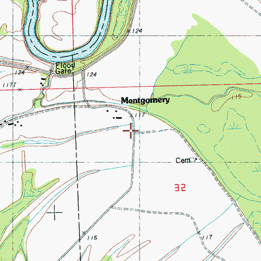 Topographic Map of Montgomery, MS