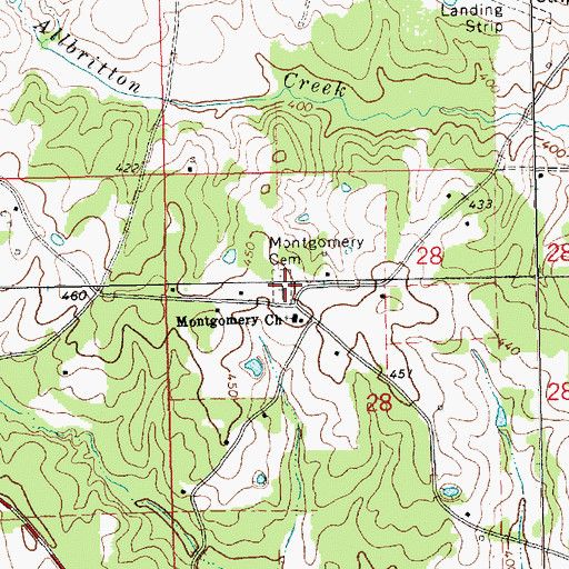 Topographic Map of Montgomery Cemetery, MS