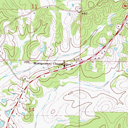 Topographic Map of Montgomery Chapel, MS