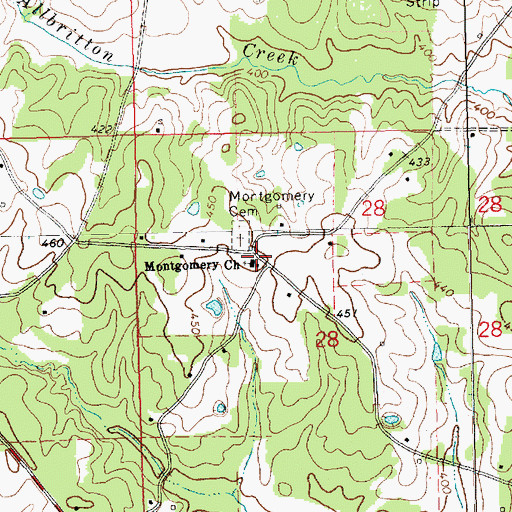 Topographic Map of Montgomery Church, MS