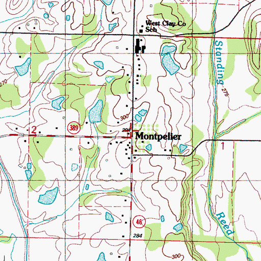 Topographic Map of Montpelier, MS