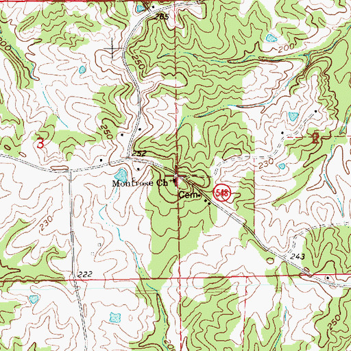 Topographic Map of Montrose Church, MS