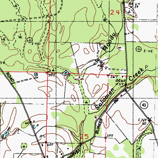 Topographic Map of Moody Branch, MS