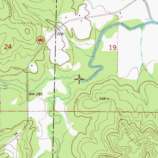 Topographic Map of Moody Creek, MS