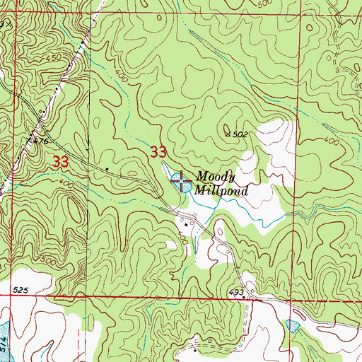 Topographic Map of Moody Millpond, MS