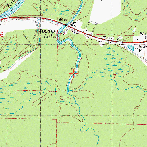 Topographic Map of Moodys Lake, MS
