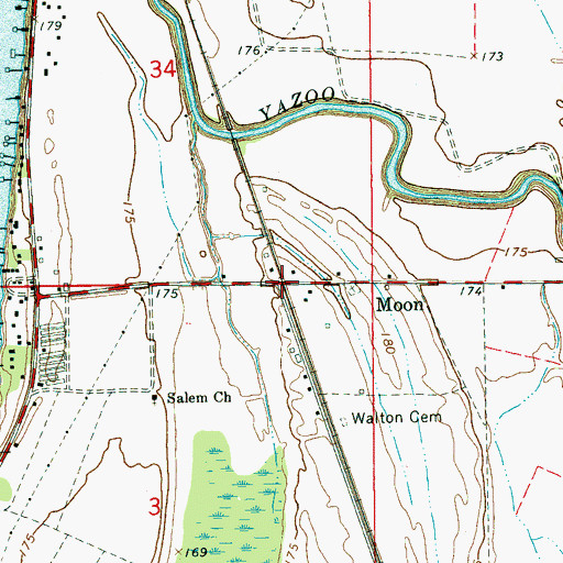 Topographic Map of Moon, MS