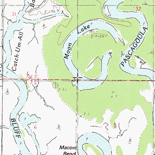 Topographic Map of Moon Lake, MS