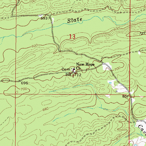 Topographic Map of Newhope School (historical), AR
