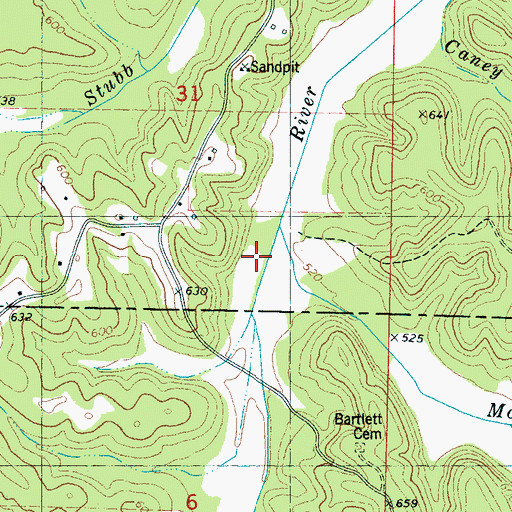 Topographic Map of Moore Branch, MS