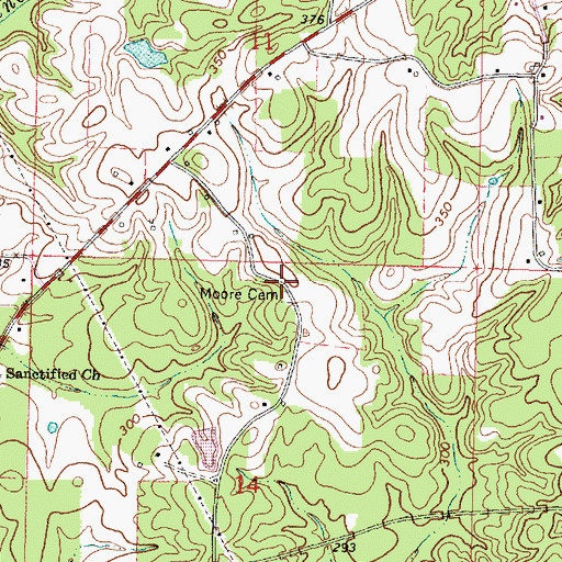 Topographic Map of Moore Cemetery, MS