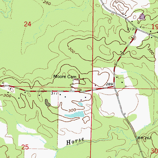 Topographic Map of Moore Cemetery, MS