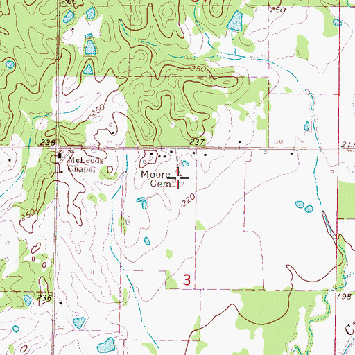 Topographic Map of Moore Cemetery, MS