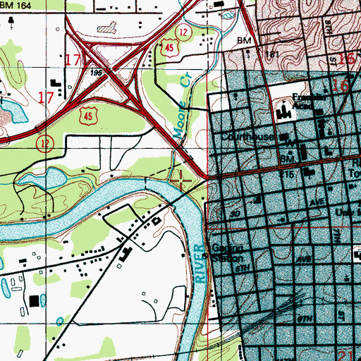 Topographic Map of Moore Creek, MS