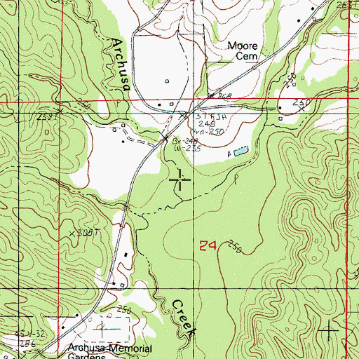 Topographic Map of Moore Mill Creek, MS