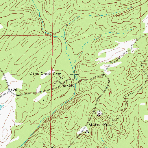 Topographic Map of Cane Creek School (historical), AR