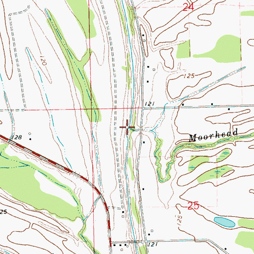 Topographic Map of Moorhead Bayou, MS