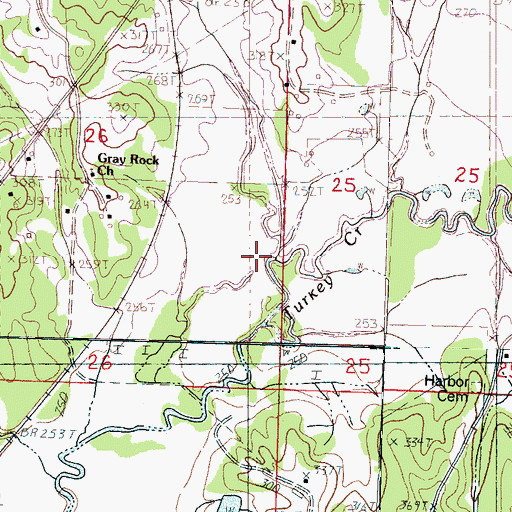 Topographic Map of Moreland Creek, MS