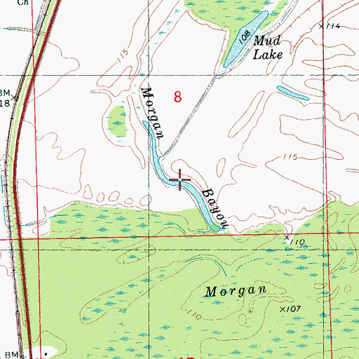 Topographic Map of Morgan Bayou, MS