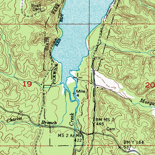 Topographic Map of Morgan Branch, MS