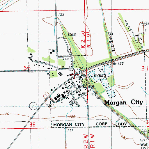 Topographic Map of Morgan City, MS